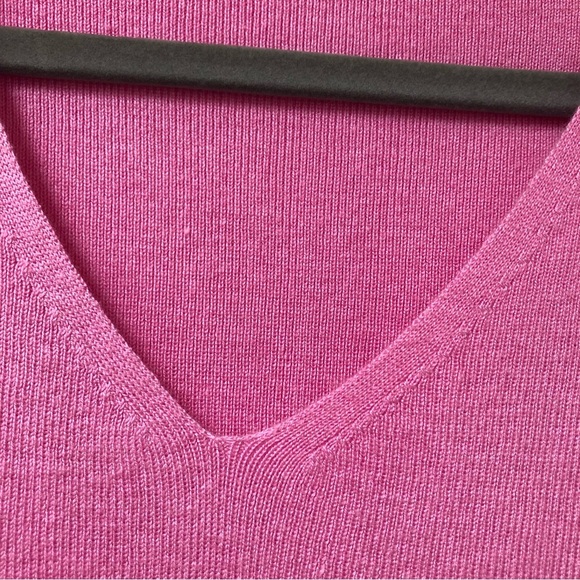 TALBOTS bubble gum Pink V-Neck Tunic Sweater super soft lightweight cotton XS/M - Picture 3 of 8
